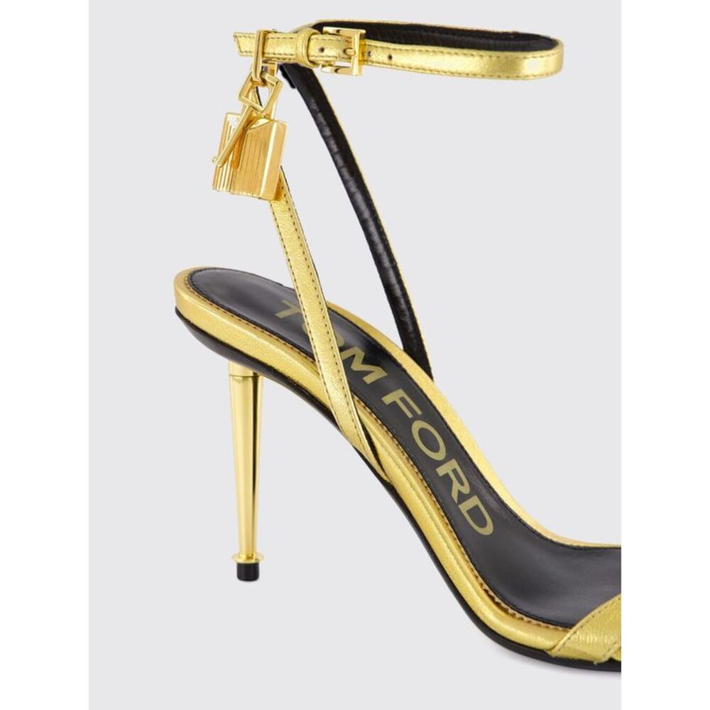 Tom Ford Women Padlock High-Heeled Sandals Tom Ford In Laminated Nappa Leather - Picture 4 of 4